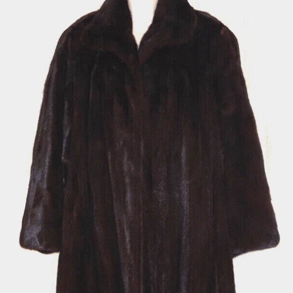 Guy Laroche Rich Brown mink Fur  Long Trench Coat size Large-XL